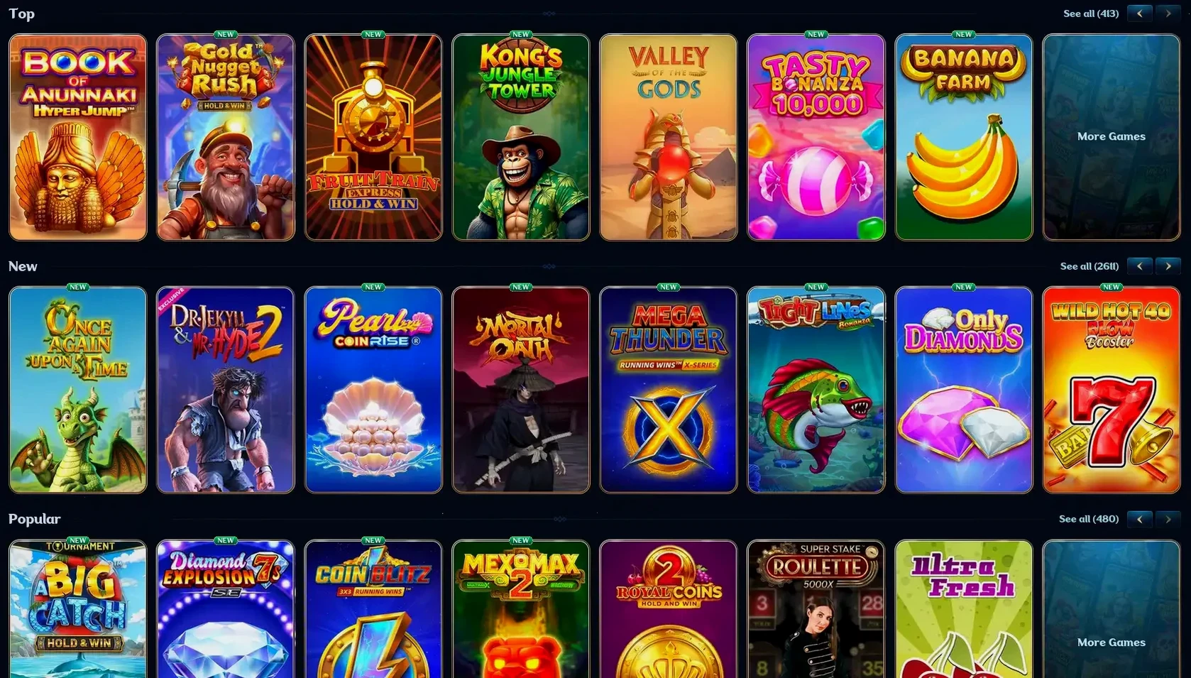 Игровой интерфейс казино Ева